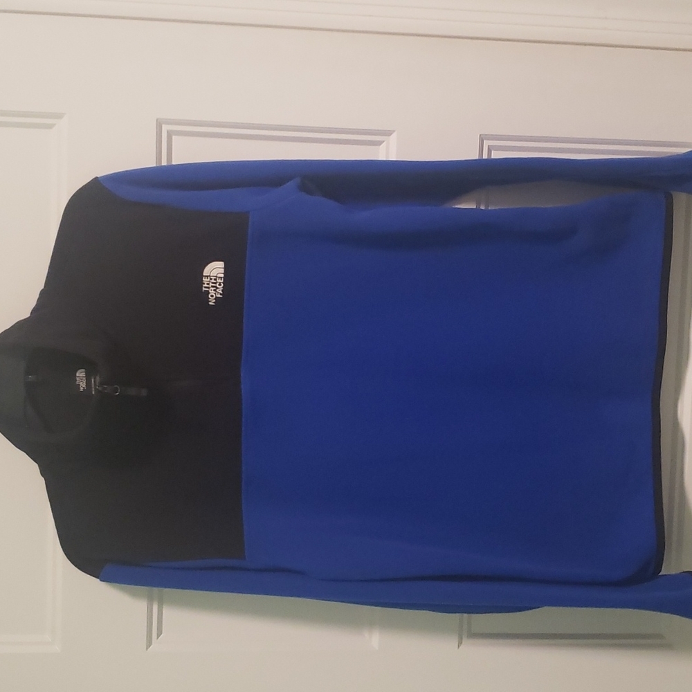 North Face Mens Small Blue/Black Quarter Zip Fleece Long Sleeve